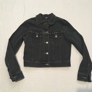 Riders‎ Copper Denim Jacket Studded Pockets Black Jean Jacket Cropped